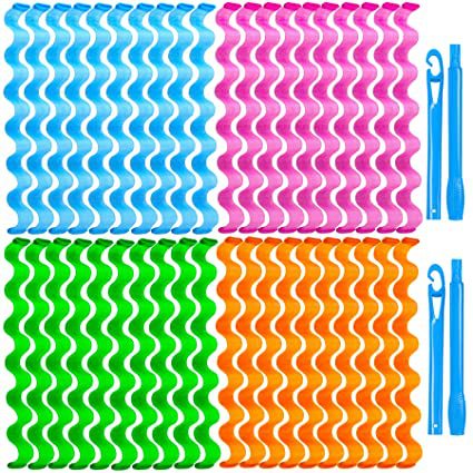 Cross-border 40 four-color heat-free wave curling irons heat-free water ripple curling irons with 2 sets of modeling hooks