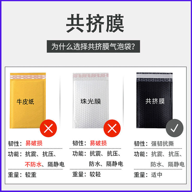 Bolsa de Burbujas Coextruida, Colorida, Compuesta, Gruesa, para Envíos, Logística, Embalaje de Ropa, Impermeable