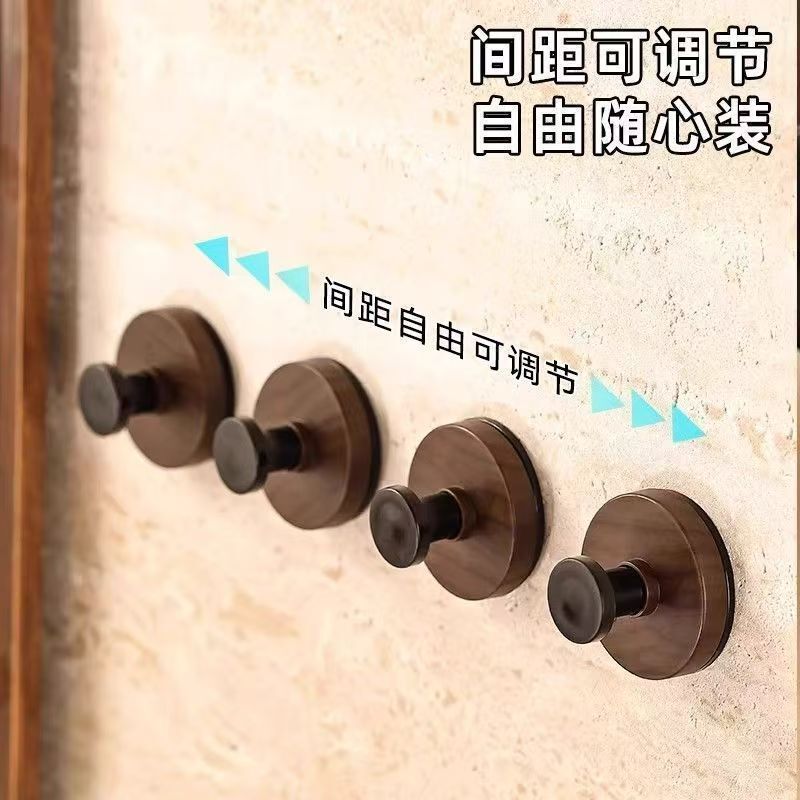 胡桃木纹吸盘旋钮挂钩强力承重粘胶挂钩无痕强吸力免打孔置物挂钩|undefined