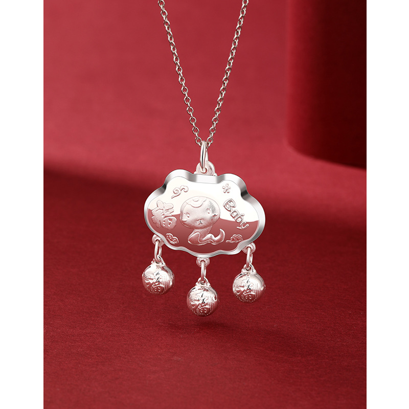 999 Sterling Silver Baby Long Life Lock Pies Silver Zodiac Dragon Snake Safety Lock Niños Luna Llena Baby Silver Lock