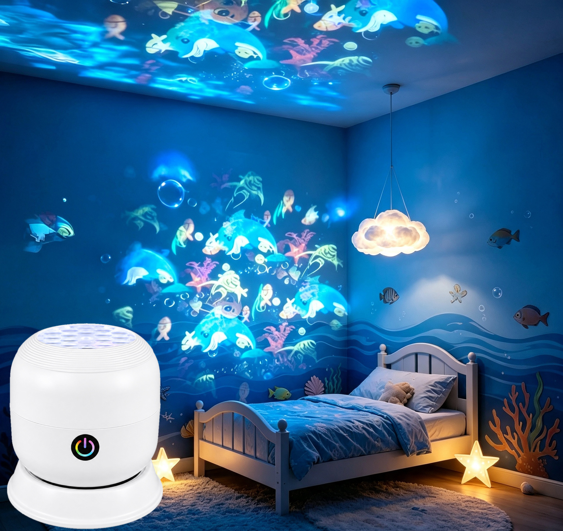 Lámpara Proyectora Nocturna Giratoria de Acrílico con Control Táctil y Luz LED para Dormitorio y Sala de Estar image 11