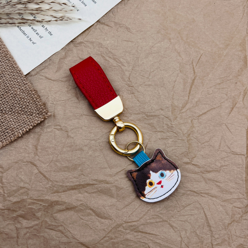 日系eco ute子猫シリーズのキーホルダーeminettかわいい革キーホルダー装飾バッグストラップ|undefined