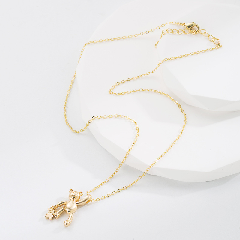 Cute Bear Copper Pendant Necklace 1 Piece
