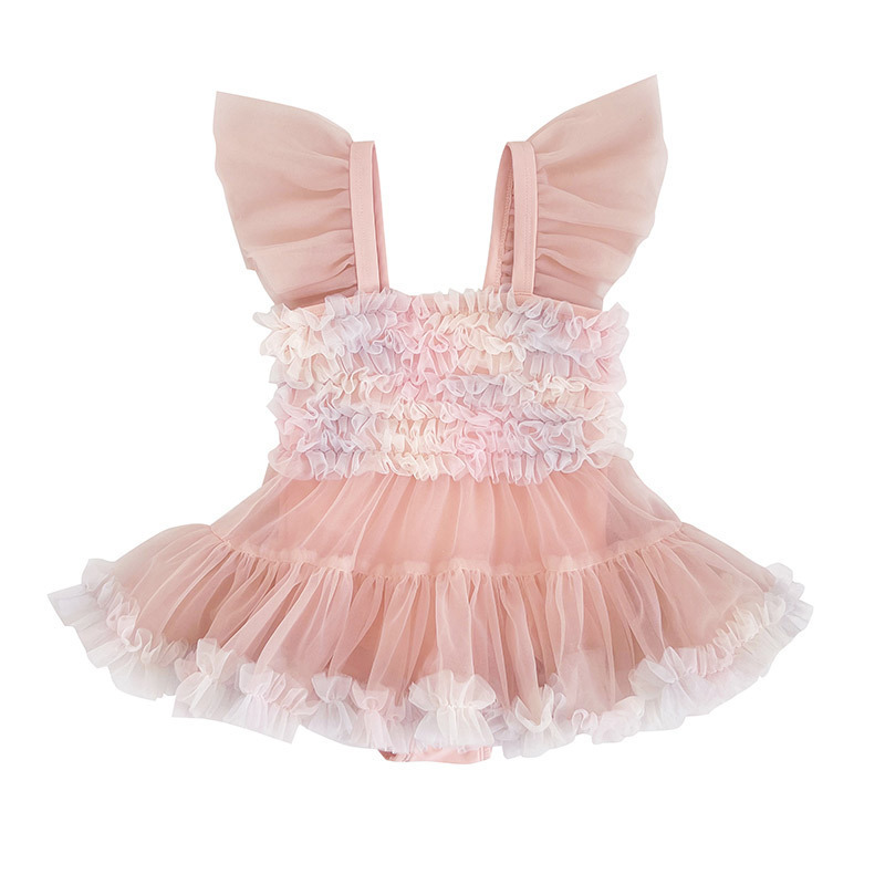 2026 nuevo verano sin mangas trajes de baño de niñas vestido de princesa lindo bebé trajes de baño de verano