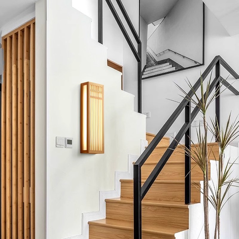 Madera maciza estilo chino tatami de estilo japonés restaurante dormitorio pasillo sudor vapor baño de pies Club sushi TV Fondo lámpara de pared