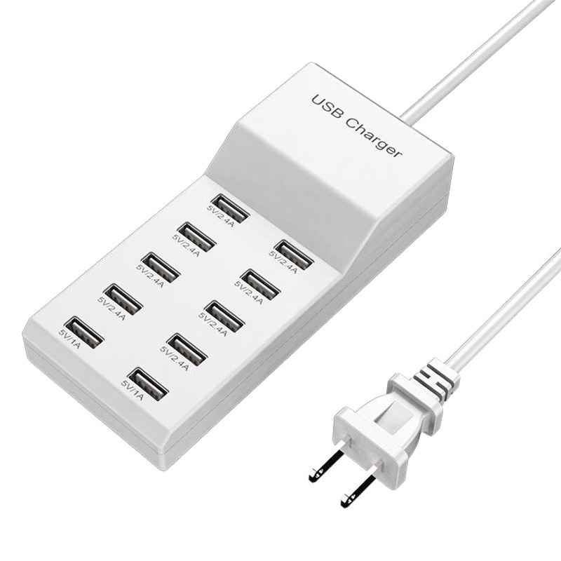 Fabricante en stock USB multi-Puerto cargador teléfono móvil de diez puertos de carga rápida adaptador de carga flash aplicable Smart Socket