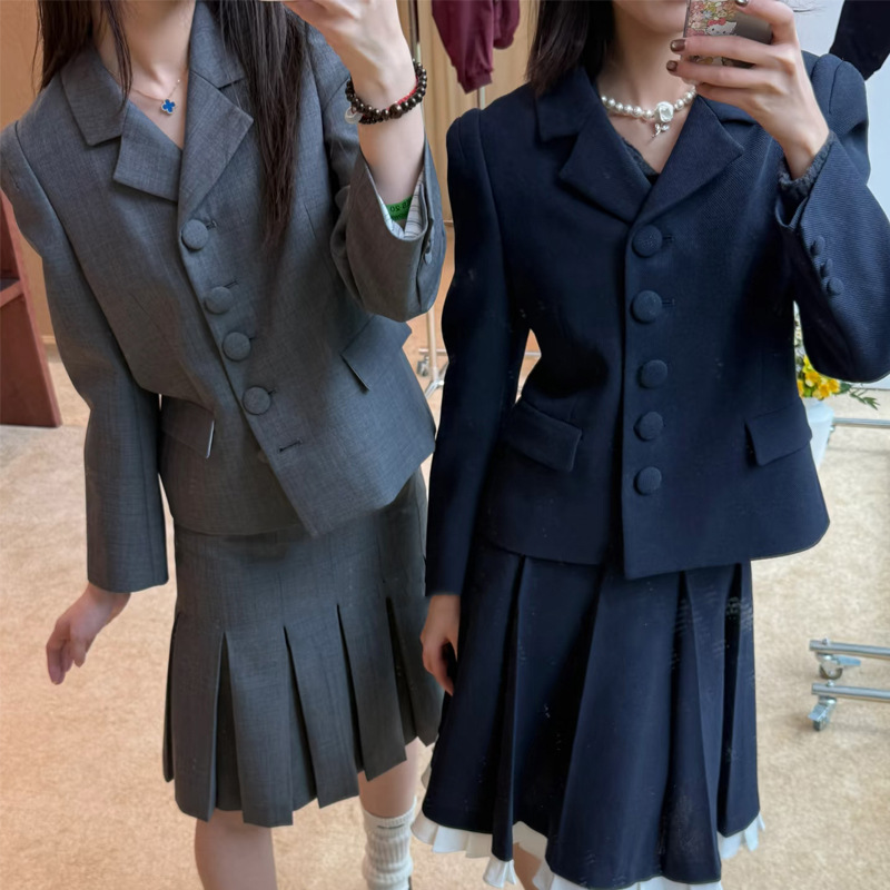 [in Stock] 2025 Autumn/Winter New Commuter Business Woolen Jacket Slim Fit Solid Color Single-Breasted Suit 25867