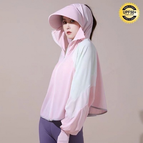 Summer women's ice silk color-blocked sun protection clothing breathable anti-UV large brim travel outdoor sun protection clothing