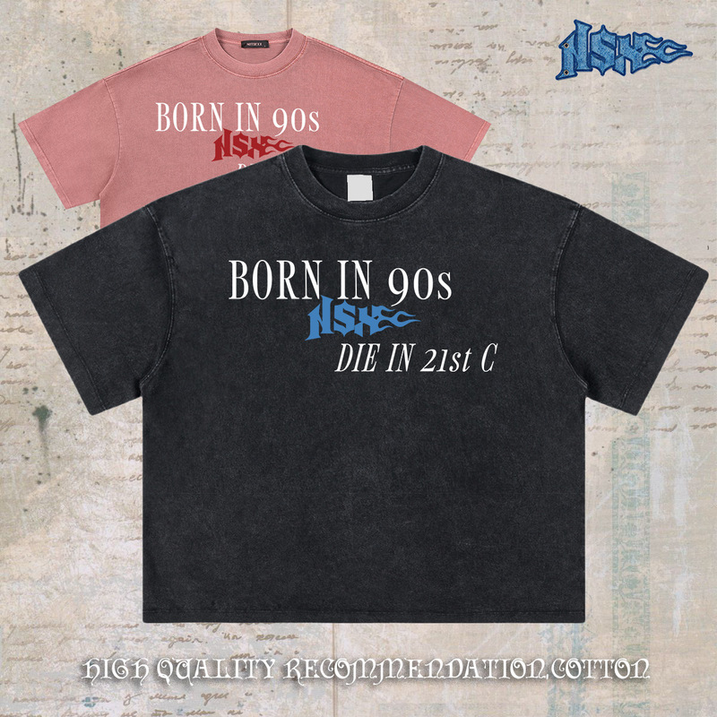 Born in the 90S and Died in the 21St Century Imported Digital Direct Injection Heavyweight Short Wide Boxy Short-Sleeved T-Shirt for Men Born in the 90S and Died in the 21St Century Imported Digital Direct Injection Heavyweight Short Wide Boxy Short-Sleeved T-Shirt for Men