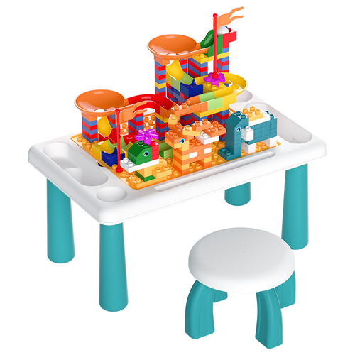 Compatible with Lego children's building block table, multi-functional baby learning table, game toys, tables and chairs, large particle puzzle early education