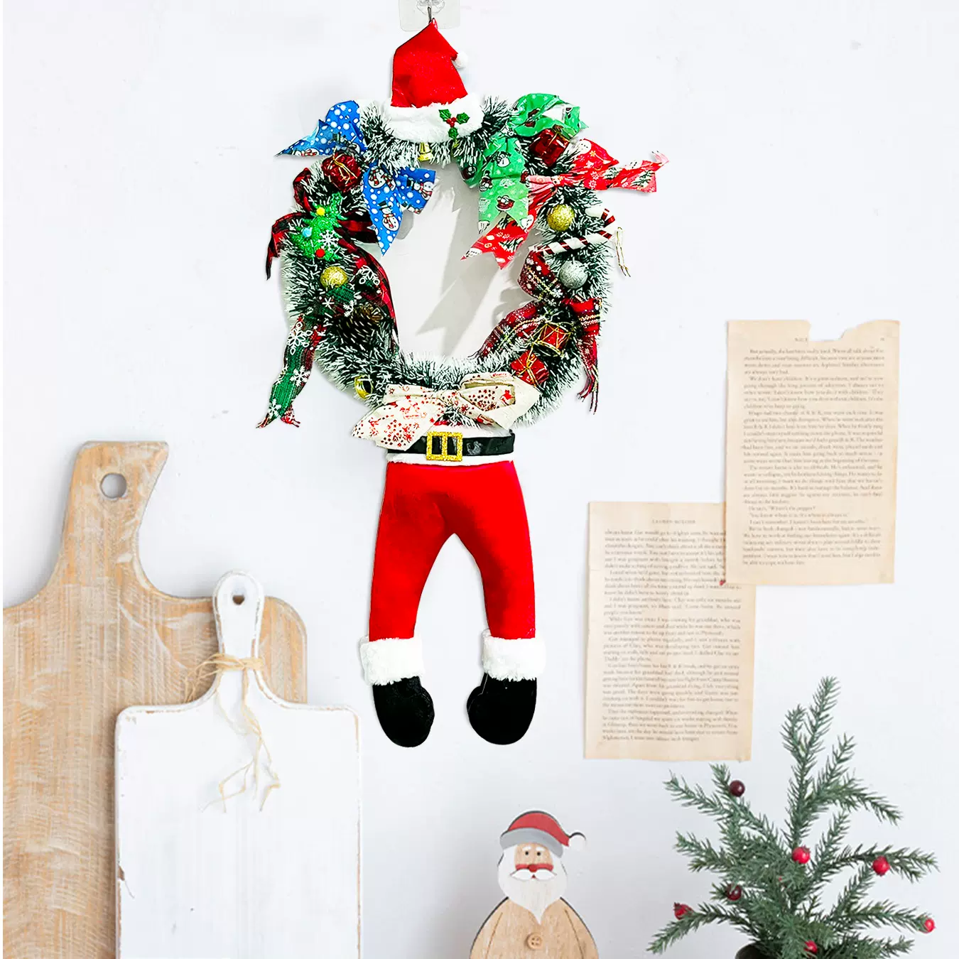 独立站新款圣诞老人花环门挂亚马逊热销圣诞节装饰品