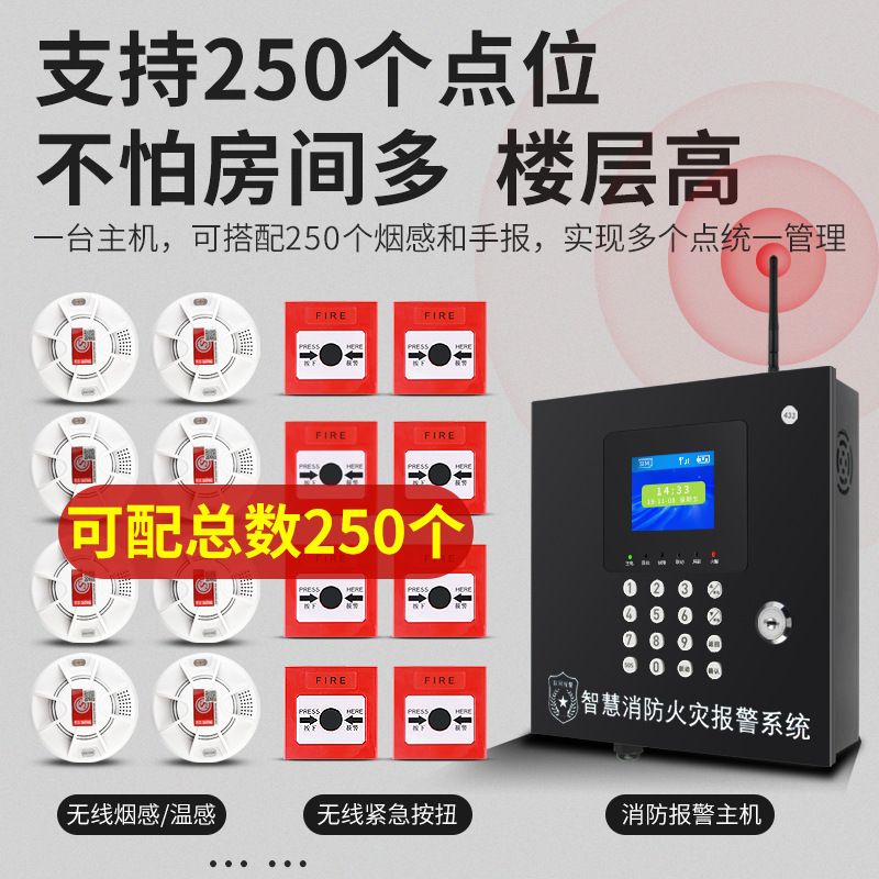 立可安火灾探测报警器商用无线烟感器消防专用3c认证家用手机通知