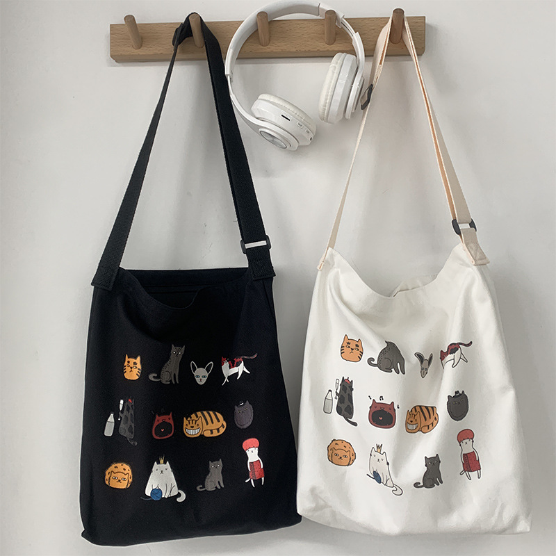 Crossbody bolsa de lona para las mujeres all-matching ins celebridad Internet de gran capacidad nuevos deportes engrosados estilo coreano estudiante tutorial portátil