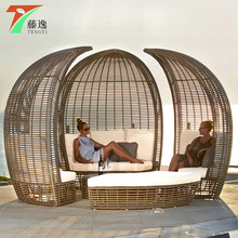 定制户外家具藤椅躺椅室外酒店度假村温泉泳池圆形沙发露天大圆床