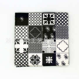 厂家直供 一次性黑色花纹印花餐巾纸 广告促销礼品彩印方巾纸