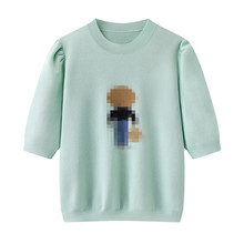 现货 2026春夏女新款卡通刺绣怪娃娃短袖针织衫上衣2K1EE66