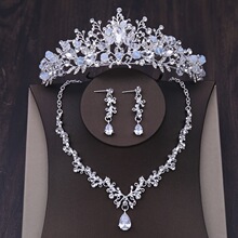 Bridal Headwear Set Silver Colour Crown Necklace�ʹ�������
