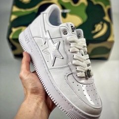 BAPESTA SK8 DUNK 純白 ストリートファッション カップル向け ローカット カジュアル スニーカー ボードシューズ