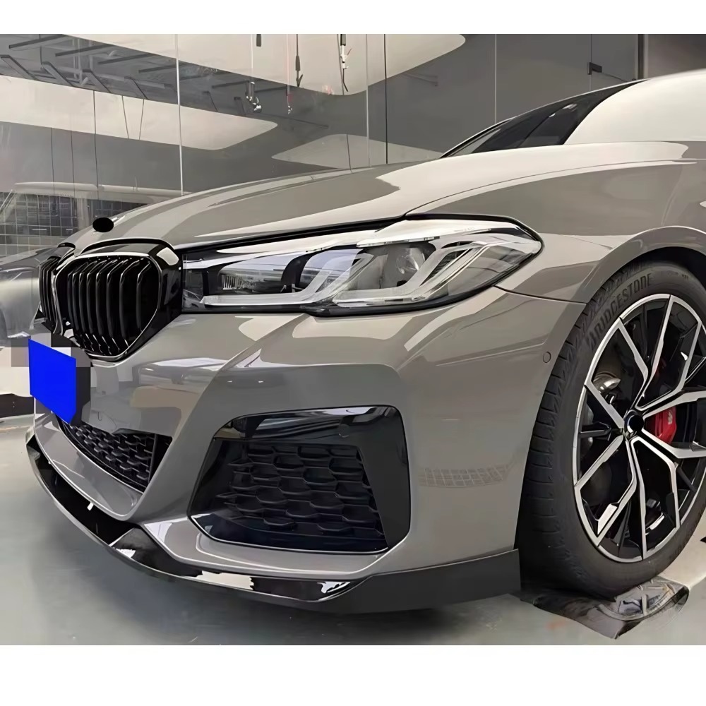 Bmw G30 Front Bumper Spoiler 5 Series Glossy Black Carbon Fiber Pattern Wind Blade Modified Front Splitter for 17-23 Models G30/G31