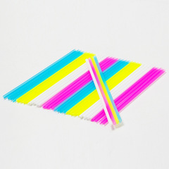 雙童一次性塑料吸管牛奶豆漿飲料小吸管彩色尖頭細吸管100支裝