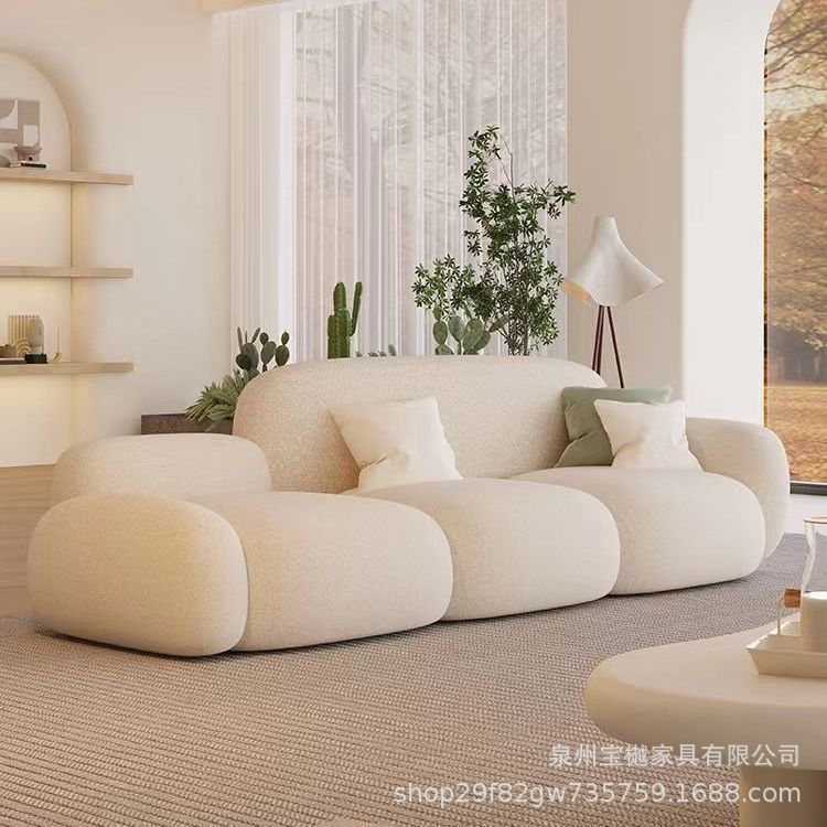 客厅简约现代奶油风出租屋布艺沙发直排轻奢卧室抖音爆款云朵沙发