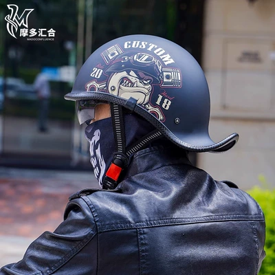 Motosiklet kaskı (dəbilqə) Retro Cruise Car Scoop Helmet Half