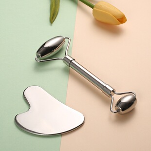 Stainless steel metal massager multifunctional roller face massager lifting and tightening face Handheld Massage stick