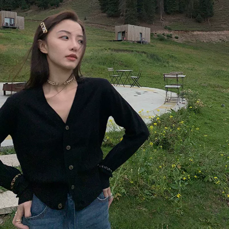 Весенний красный вязаный кардиган, тонкий длинный рукав, свитер, тренд сезона, оверсайз, свободный крой