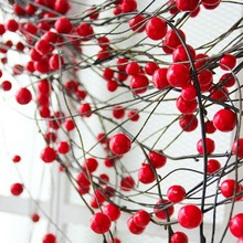 仿真手工红果串浆果门帘装饰喜庆圣诞室内幼儿园创意墙面悬挂吊饰