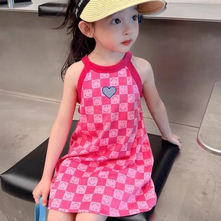 Summer New Girls Ice Silk Suspender Skirt Girls Princess Skirt Medium and Large Children's Dress Baby Girl Nightgown Dropshipping