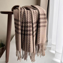 现货经典条纹格子简约冬季仿羊绒围巾女韩版保暖学生围脖披肩批发