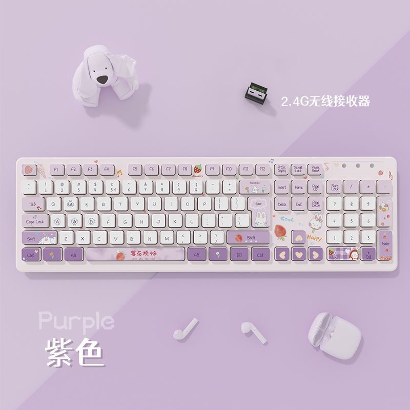 巧克力彩绘创意无线键盘女生高颜值台式电脑办公可爱无线键盘跨境|undefined