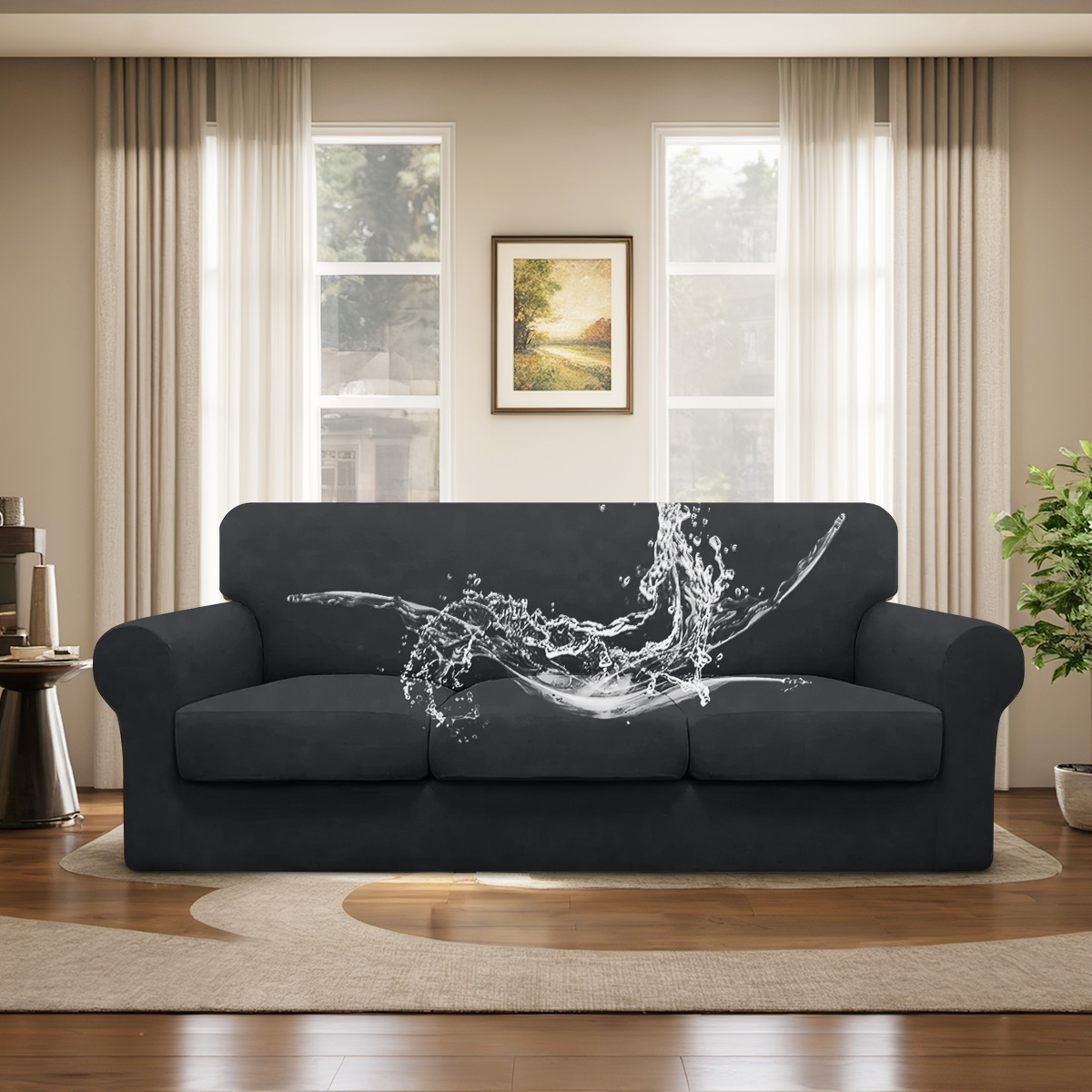 Amazon transfronteriza seda de leche elástica impermeable de cinco piezas cubierta de sofá todo incluido cubierta de sofá general de estilo europeo anti-gato