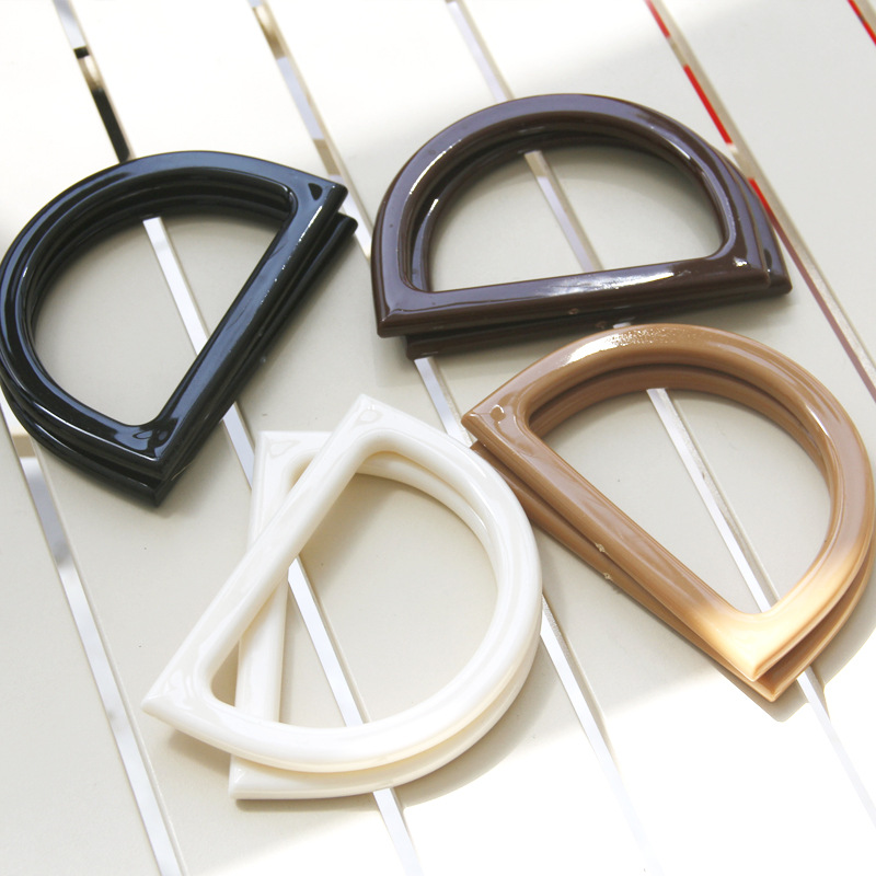 Tulip bag, bucket bag, resin handle, D-shaped handle, DIY handmade woven fan-shaped flower handle, semi-circular hand-carrying ring