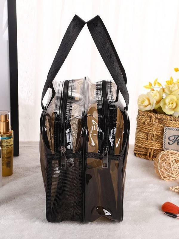 Bolsa de maquillaje de PVC transparente sin logotipo separación seca y húmeda de gran capacidad portátil impermeable almacenamiento de lavado bolsa de almacenamiento de natación image 4
