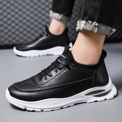man Casual shoes Cross border wholesale Youth Trend skate shoes Leather keep warm comfortable gym shoes student Travel? Single shoes
