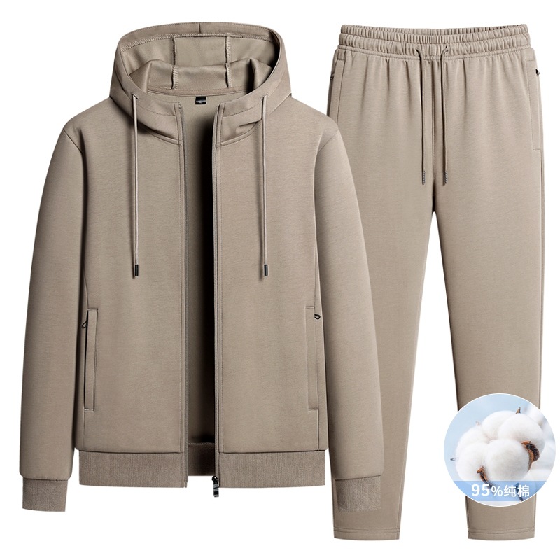 2026 Autumn/Winter New Mamba Cotton Sweatshirt and Sweatpants Set, Hooded Zipper Cardigan Two-Piece Set for Middle-Aged and Elderly