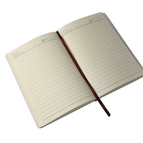 Fábrica directa cuaderno A5 PU cubierta de cuero blanco agenda cuaderno al por mayor