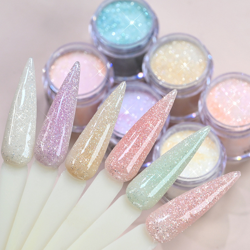 6-Color Set of Macaron Fine Glitter Acrylic Nail Powder, Clear Pearlescent Glitter Powder, Air-Dry Extension Crystal Powder 6-Color Set of Macaron Fine Glitter Acrylic Nail Powder, Clear Pearlescent Glitter Powder, Air-Dry Extension Crystal Powder