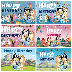 クロスボーダー布魯伊漫画青い犬背景布子供誕生日テーマ写真撮影背景布装飾横断幕