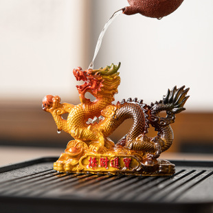 Tea pet decoration Golden Dragon playing beads lucky auspicious dragon tea table tea tray tea table tea set water color changing can raise tea play wholesale