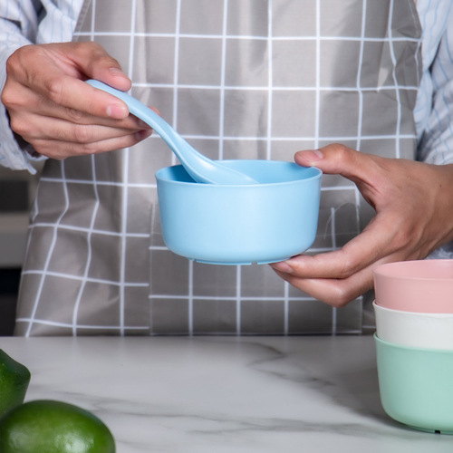 Wheat straw rice bowl children's creative tableware Nordic style household 4-inch plastic bowl solid color factory direct sale