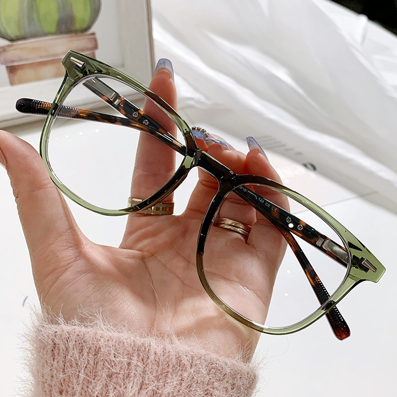 T7157 New K-Style Ins Large Frame Myopia Glasses for Men and Women Square Frame Plain Frame Plain Internet Celebrity Slimming Look Glasses