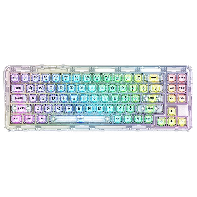 Xinmeng X71 透明 3 モードワイヤレスメカニカルキーボード Bluetooth 2.4G ワイヤレス有線 RGB ホットスワップ可能カスタマイズ|undefined