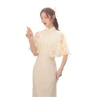 Si Teng платье в том же стиле Модифицированная выветренная кость Cheongsam осень молодая девушка ретро светский темперамент китайский стиль