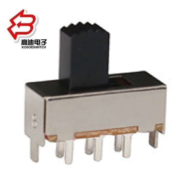 直销拨动开关两排六脚2P2T  电器两位滑动开关 竖立拔动开关6脚