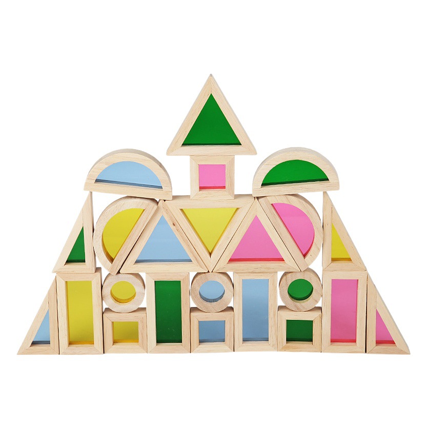 Bloques de construcción de luz y sombra de color transparente acrílico bebé edificio creativo educación temprana juguetes educativos niños bloques de construcción de arco iris