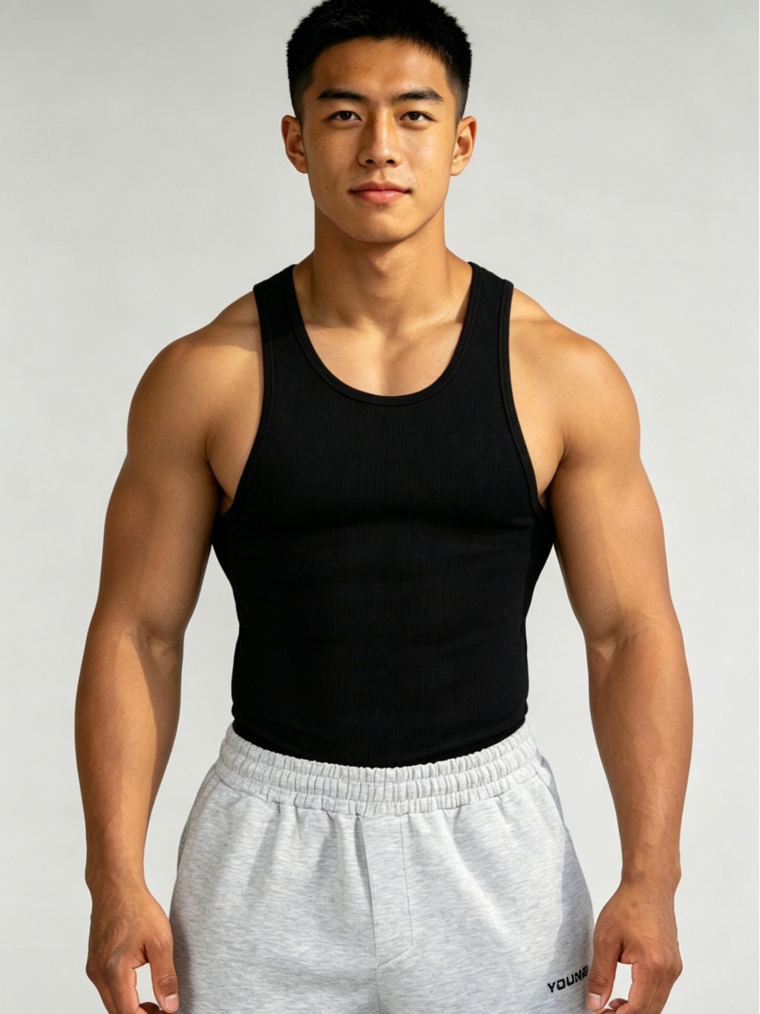 Chaleco de textura peinada, chaleco grande, ropa de entrenamiento de ocio deportivo de verano para hombres, camiseta sin mangas seca a hombros