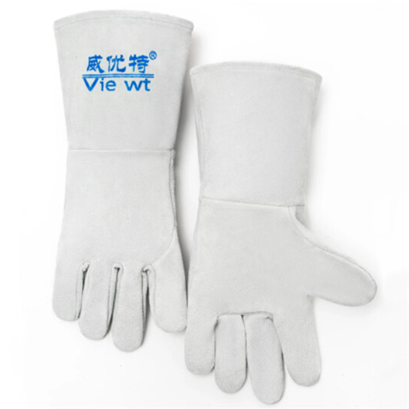 威优特 Y-2116 灰色牛二层单层食指无接缝电焊手套 长度35cm