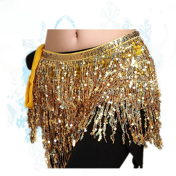 Halloween in stock Belly Dance Performance Costume ds Sequins Tassel Hips Bead Pieces Waist Chain Indian Dance Waist Towel Wholesale